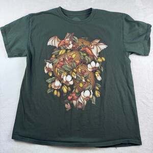 Kate O'Hara Durian Fruit & Bats Dark Green Botanical T-Shirt